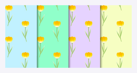 Set of 4 Yellow Crocus PatternsШаблон 4 паттерна
