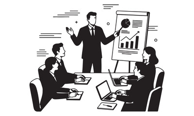 Business Meetings & Corporate Collaboration Icons - Office Work, Presentations, Teamwork Graphics