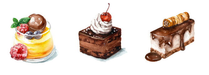 Delicious dessert selection on transparent background gourmet treats culinary art sweet delights
