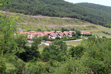 Road around Illaraz village along Camino de Santiago Navarra Spain taken in July 2024