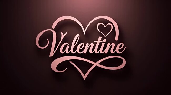 Three elegant Valentine script designs with heart motifs on a dark background