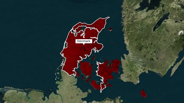 Denmark Map Animation Highlighting Copenhagen | Europe Country Motion Graphic