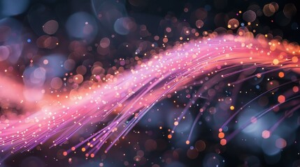 Adaptive security infrastructure concept. A vibrant abstract composition featuring flowing lines and bokeh effects in pink and purple hues against a dark background.