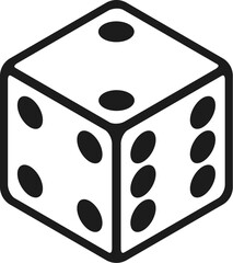 Casino dice game. Cube for game. Black and white dice icon for gambling casino games poker. Vector