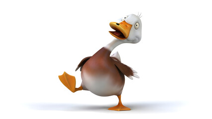 Funny 3D Cartoon Duck Character Walking isolated PNG with Transparent Background