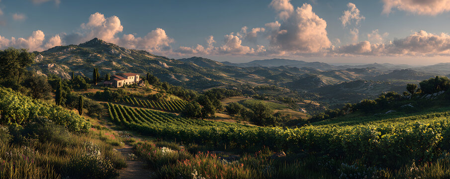 Vineyard in the wine region of the Penedes designation of origin in the province of Barcelona in Catalonia Spain