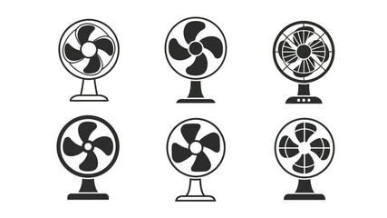 A collection of vintage electric fans in a striking black silhouette © MdMosharef