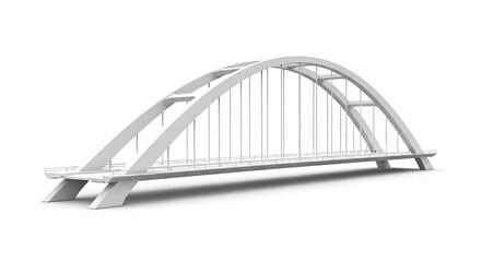Obraz premium White Arch Bridge Structure on White Background image