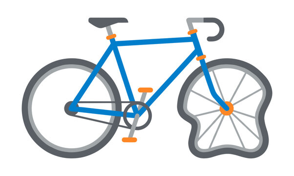 Bicycle with flat front tire needing repair concept