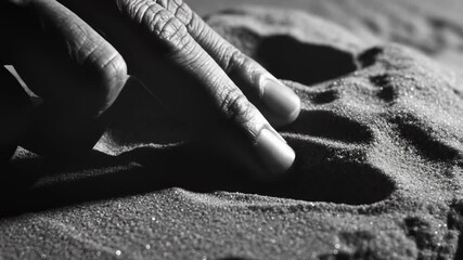 Hand Writing in Sand Monochromatic Abstract Concept