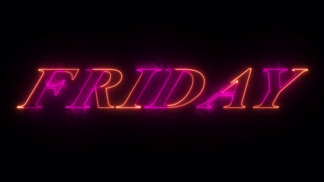 Neon Friday Typography &ndash; purple & Orange  Glowing Text on Dark Background.