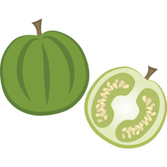 Green Tomatillos, One Whole and One Halved