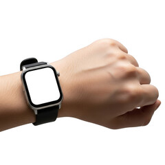 Smartwatch on a hand isolated on transparent background