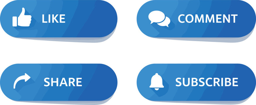 Social media buttons for like comment share and subscribe actions