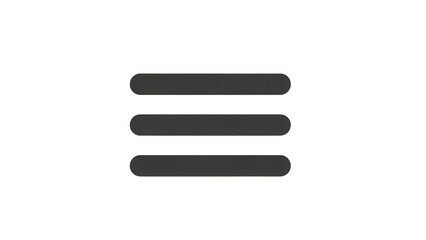 Horizontal menu icon with three lines for app navigation and website ui, minimalist vector symbol