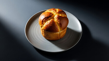 Freshly Baked Bread, Kitchen, Food Photography, Warm Environment, Top-Down View, Culinary Art