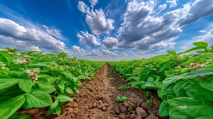 Wide angle agriculture field capturing scale of modern sustainable farming land productivity eco agriculture environment