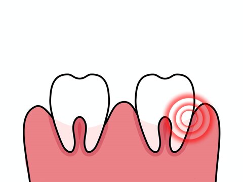 Cartoon vector illustration of dental health concept showing sensitive tooth pain
