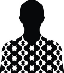 Stylized Human Silhouette Torso Featuring a Modern Geometric Quatrefoil Pattern Design