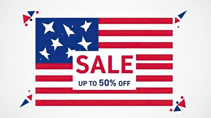 Obraz premium American Flag Sale Banner with Discount