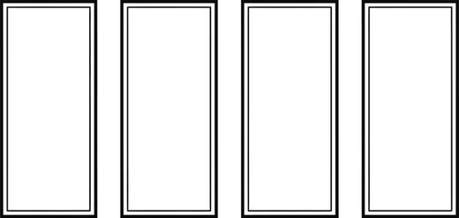 Blank Vertical Wall Art Frame Vector Mockup Black and White 