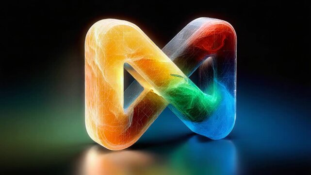 Glowing letter M with dynamic blue and orange gradient, conveying innovation and technology