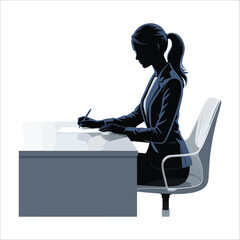 Administrative assistant silhouette vector Woman working at desk