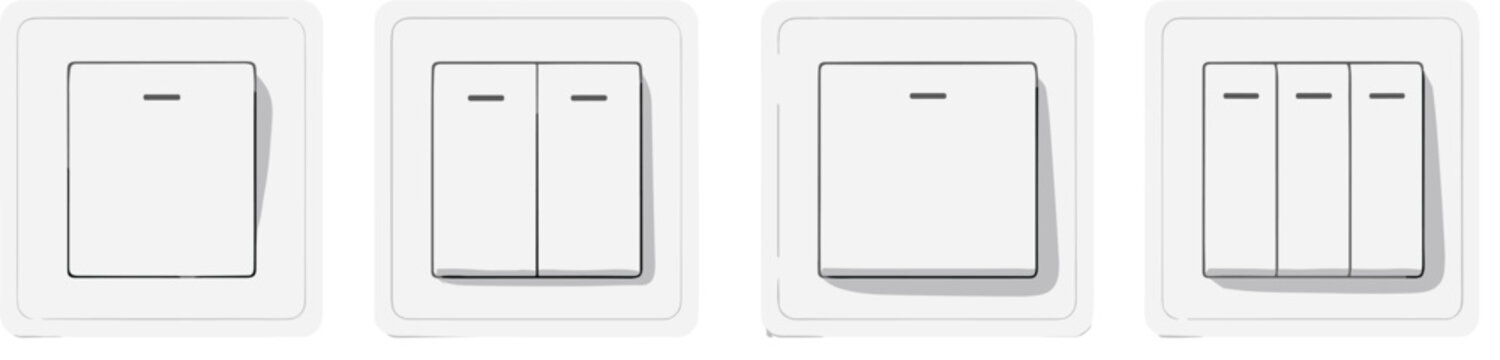 Modern white electrical wall light switch set with single double and triple toggle buttons isolated on white background vector