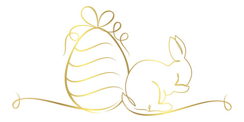 Easter egg line art style with golden bunny.eps