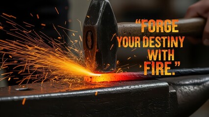 Blacksmith Hammering Glowing Metal Sparks Flying