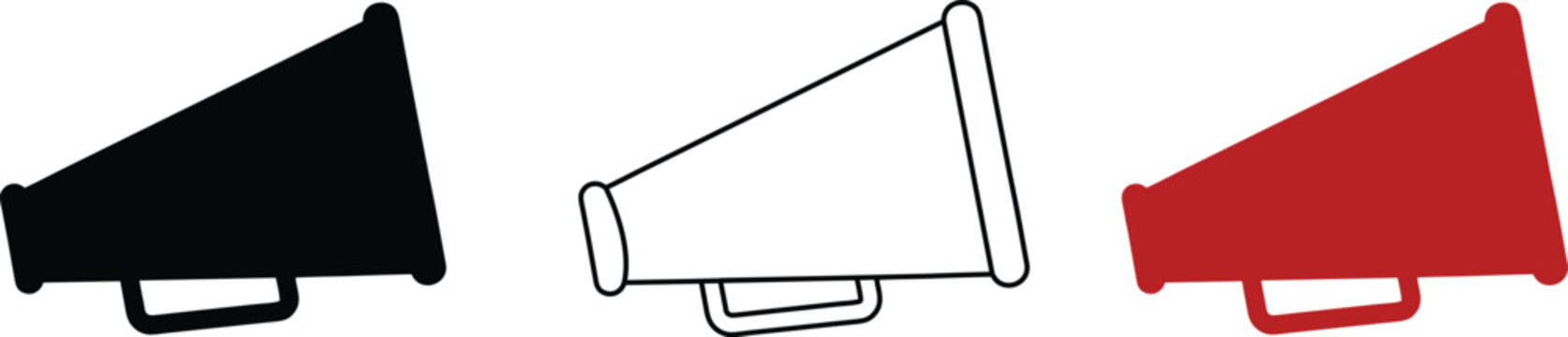 Cheer bullhorn megaphone cheerleading speaker silhouette vector, Cheer bullhorn megaphone icon, Clipart Set - Outline and Silhouette, Formats Included EPS