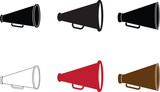 Cheer bullhorn megaphone cheerleading speaker silhouette vector, Cheer bullhorn megaphone icon, Clipart Set - Outline and Silhouette, Formats Included EPS