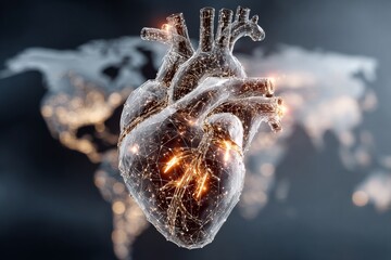 High tech emergency healthcare interface with heartbeat lines. Generative AI