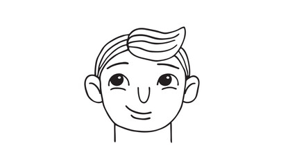 Obraz premium Simple line art of a smiling man s face on transparent background silhouette