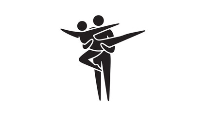 A black silhouette of a couple dancing ideal for design on transparent background