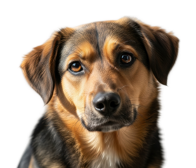 Candid dog portrait neutral isolated on transparent background