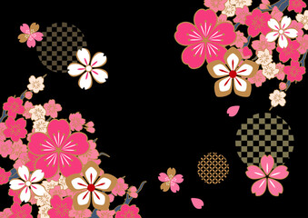 ピンクの美しい桜の背景イラスト