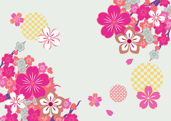 ピンクの美しい桜の背景イラスト