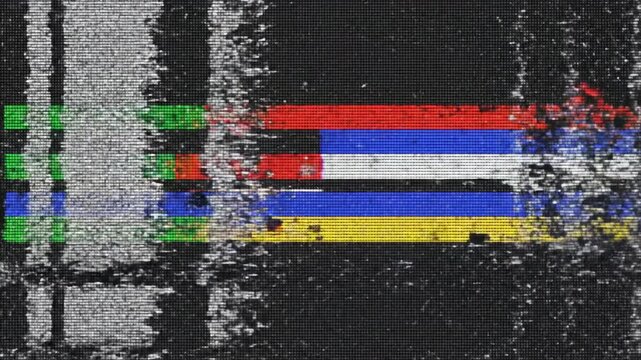 Abstract static noise lines retro glitch effect with vibrant color stripes