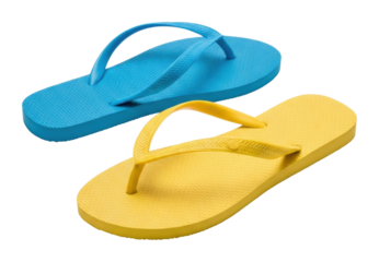 Colorful flip flops on display beachside shop product front view isolated on transparent background