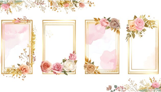 Vintage floral paper border design with pink flowers and butterflies for a wedding invitation or birthday greeting card scrapbook page illustration