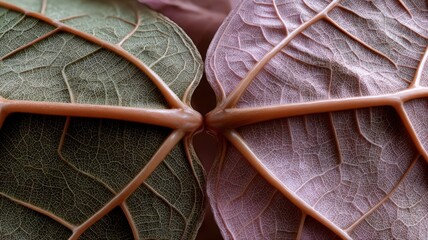 Diverse Leaf Colors Meet in Symmetrical Macro Composition of Veins