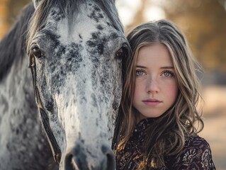 Beautiful Young Woman with Horse &ndash; Emotional Outdoor Portrait Photography