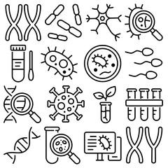 Biology Essentials Icon Set Outline Style (Part 1)