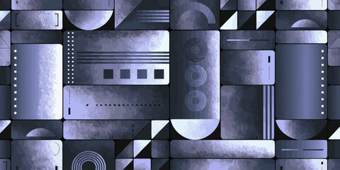 Modern blue gray geometric abstract shapes with metallic gradient for technology design background