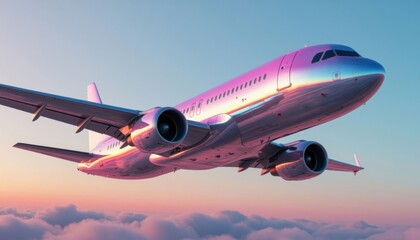 Obraz premium Passenger airplane above clouds