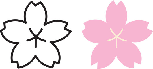 cherry pink flower in doodle style in vector. Element for poster sticker design decoration postcards prints