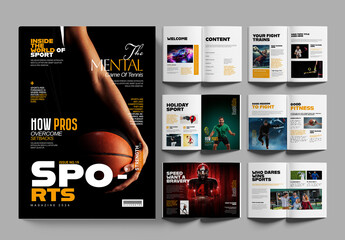 Sports Magazine Template Design Layout