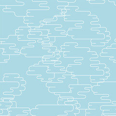 Seamless pattern with asian clouds in doodle style in vector. Element for decoration design print background backdrop wrapping wallpaper banner textile