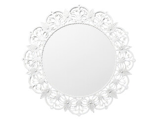 A beautiful white mirror with ornate design and intricate details, perfect for home decor or photography
